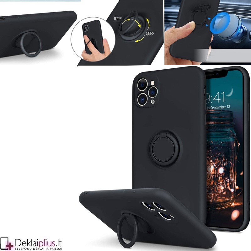 Vennus švelnaus silikono dėklas su žiedu - juodas (Apple Iphone 13 Pro) Vennus švelnaus silikono dėklas su žiedu - juodas (Apple Iphone 13 Pro)